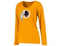 Women Washington Redskins Pro Line Primary Team Logo Slim Fit Long Sleeve T-Shirt Yellow