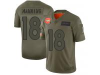 Women's #18 Limited Peyton Manning Camo Football Jersey Denver Broncos 2019 Salute to Service