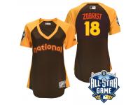 Women's 2016 MLB All-Star National Chicago Cubs #18 Ben Zobrist Brown Run Derby Cool Base Jersey