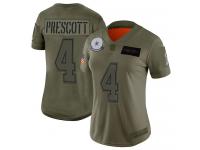 Women's #4 Limited Dak Prescott Camo Football Jersey Dallas Cowboys 2019 Salute to Service