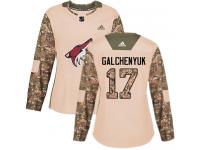 Women's Adidas Alex Galchenyuk Authentic Camo NHL Jersey Arizona Coyotes #17 Veterans Day Practice