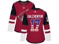 Women's Adidas Alex Galchenyuk Authentic Red NHL Jersey Arizona Coyotes #17 USA Flag Fashion