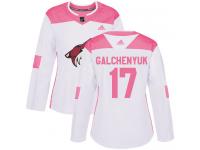 Women's Adidas Alex Galchenyuk Authentic White Pink NHL Jersey Arizona Coyotes #17 Fashion