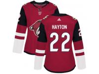 Women's Adidas Barrett Hayton Authentic Burgundy Red Home NHL Jersey Arizona Coyotes #22