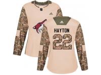 Women's Adidas Barrett Hayton Authentic Camo NHL Jersey Arizona Coyotes #22 Veterans Day Practice