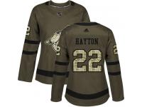 Women's Adidas Barrett Hayton Authentic Green NHL Jersey Arizona Coyotes #22 Salute to Service