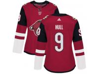 Women's Adidas Bobby Hull Authentic Burgundy Red Home NHL Jersey Arizona Coyotes #9