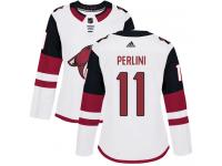 Women's Adidas Brendan Perlini Authentic White Away NHL Jersey Arizona Coyotes #11