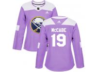 Women's Adidas Buffalo Sabres #19 Jake McCabe Authentic Purple Fights Cancer Practice NHL Jersey