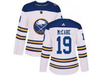 Women's Adidas Buffalo Sabres #19 Jake McCabe Authentic White 2018 Winter Classic NHL Jersey