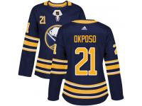 Women's Adidas Buffalo Sabres #21 Kyle Okposo Authentic Navy Blue Home NHL Jersey