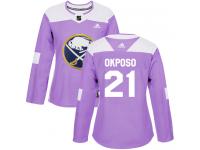 Women's Adidas Buffalo Sabres #21 Kyle Okposo Authentic Purple Fights Cancer Practice NHL Jersey