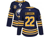 Women's Adidas Buffalo Sabres #22 Johan Larsson Authentic Navy Blue Home NHL Jersey