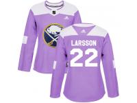 Women's Adidas Buffalo Sabres #22 Johan Larsson Authentic Purple Fights Cancer Practice NHL Jersey