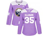 Women's Adidas Buffalo Sabres #35 Linus Ullmark Authentic Purple Fights Cancer Practice NHL Jersey