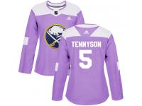 Women's Adidas Buffalo Sabres #5 Matt Tennyson Authentic Purple Fights Cancer Practice NHL Jersey