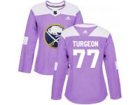 Women's Adidas Buffalo Sabres #77 Pierre Turgeon Authentic Purple Fights Cancer Practice NHL Jersey