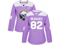 Women's Adidas Buffalo Sabres #82 Nathan Beaulieu Authentic Purple Fights Cancer Practice NHL Jersey