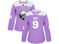 Women's Adidas Buffalo Sabres #9 Derek Roy Authentic Purple Fights Cancer Practice NHL Jersey