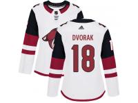 Women's Adidas Christian Dvorak Authentic White Away NHL Jersey Arizona Coyotes #18