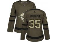 Women's Adidas Darcy Kuemper Authentic Green NHL Jersey Arizona Coyotes #35 Salute to Service