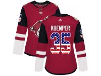 Women's Adidas Darcy Kuemper Authentic Red NHL Jersey Arizona Coyotes #35 USA Flag Fashion