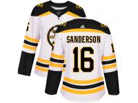 Women's Adidas Derek Sanderson Authentic White Away NHL Jersey Boston Bruins #16