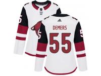 Women's Adidas Jason Demers Authentic White Away NHL Jersey Arizona Coyotes #55