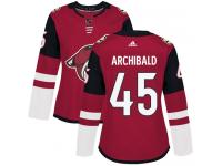 Women's Adidas Josh Archibald Authentic Burgundy Red Home NHL Jersey Arizona Coyotes #45