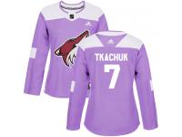 Women's Adidas Keith Tkachuk Authentic Purple NHL Jersey Arizona Coyotes #7 Fights Cancer Practice