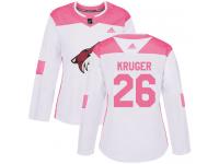 Women's Adidas Marcus Kruger Authentic White Pink NHL Jersey Arizona Coyotes #26 Fashion