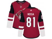 Women's Adidas Marian Hossa Authentic Burgundy Red Home NHL Jersey Arizona Coyotes #81