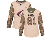 Women's Adidas Marian Hossa Authentic Camo NHL Jersey Arizona Coyotes #81 Veterans Day Practice