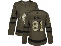 Women's Adidas Marian Hossa Authentic Green NHL Jersey Arizona Coyotes #81 Salute to Service