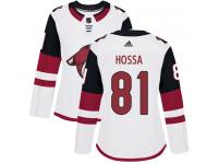 Women's Adidas Marian Hossa Authentic White Away NHL Jersey Arizona Coyotes #81