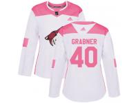 Women's Adidas Michael Grabner Authentic White Pink NHL Jersey Arizona Coyotes #40 Fashion