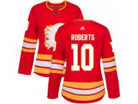 Women's Adidas NHL Calgary Flames #10 Gary Roberts Authentic Alternate Jersey Red Adidas