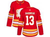 Women's Adidas NHL Calgary Flames #13 Johnny Gaudreau Authentic Alternate Jersey Red Adidas