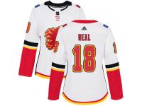 Women's Adidas NHL Calgary Flames #18 James Neal Authentic Away Jersey White Adidas