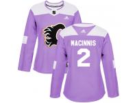 Women's Adidas NHL Calgary Flames #2 Al MacInnis Authentic Jersey Purple Fights Cancer Practice Adidas