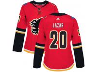 Women's Adidas NHL Calgary Flames #20 Curtis Lazar Authentic Home Jersey Red Adidas