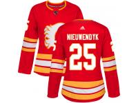 Women's Adidas NHL Calgary Flames #25 Joe Nieuwendyk Authentic Alternate Jersey Red Adidas