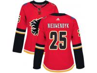 Women's Adidas NHL Calgary Flames #25 Joe Nieuwendyk Authentic Home Jersey Red Adidas