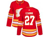 Women's Adidas NHL Calgary Flames #27 Austin Czarnik Authentic Alternate Jersey Red Adidas