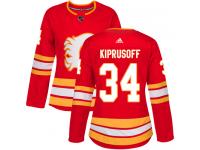 Women's Adidas NHL Calgary Flames #34 Miikka Kiprusoff Authentic Alternate Jersey Red Adidas