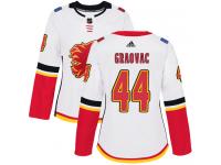 Women's Adidas NHL Calgary Flames #44 Tyler Graovac Authentic Away Jersey White Adidas