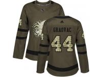 Women's Adidas NHL Calgary Flames #44 Tyler Graovac Authentic Jersey Green Salute to Service Adidas