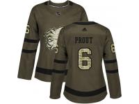 Women's Adidas NHL Calgary Flames #6 Dalton Prout Authentic Jersey Green Salute to Service Adidas