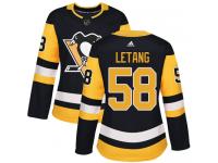 Women's Adidas NHL Pittsburgh Penguins #58 Kris Letang Authentic Home Jersey Black Adidas