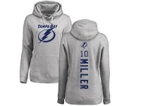 Women's Adidas NHL Tampa Bay Lightning #10 J.T. Miller Backer Ash Pullover Hoodie Adidas